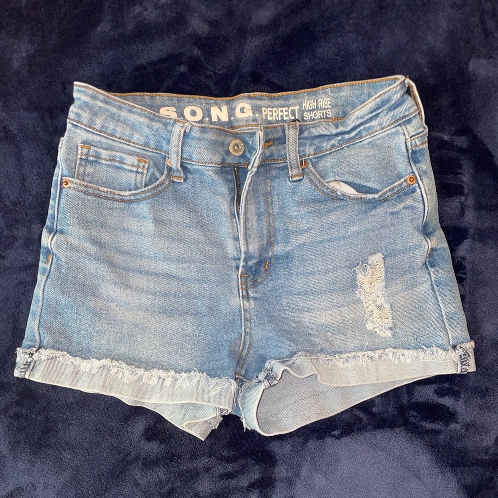 SONG Blue Distressed Women's Jean Shorts